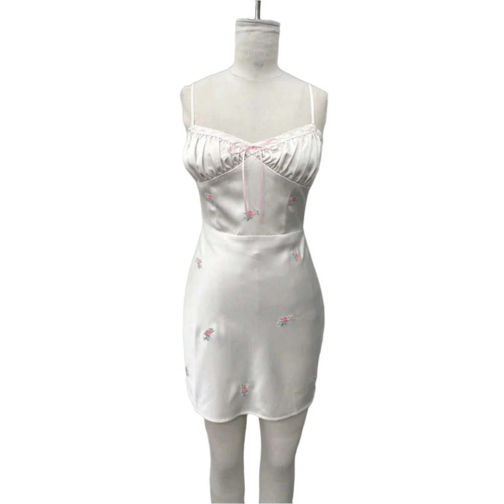 Madison Floral Lace Mini Dress | Ivory & Pink